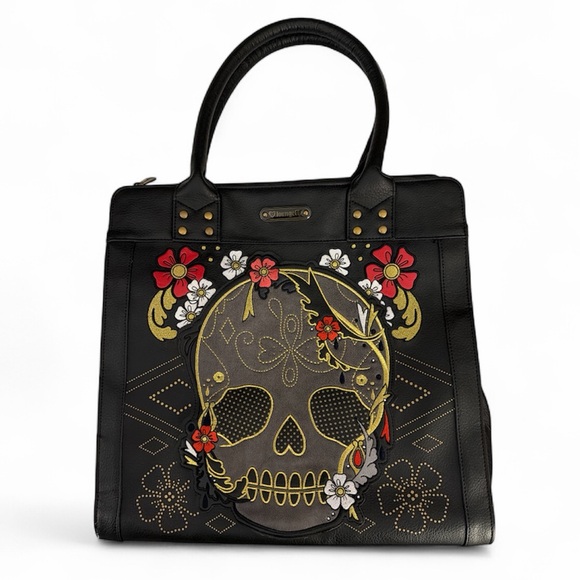 Loungefly Handbags - Loungefly Sugar Skull Shoulder Bag Day Of Dead Embroidered Faux Leather Rare